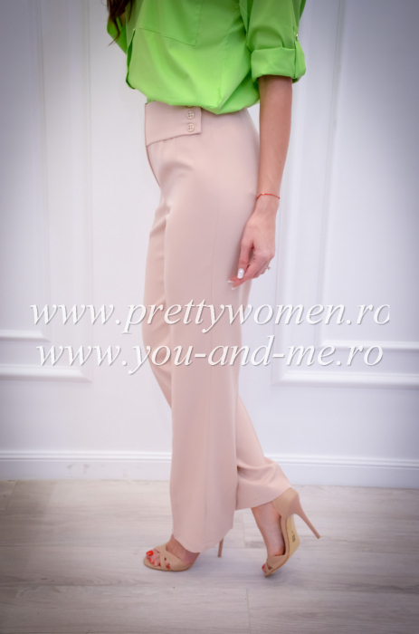 Pantaloni bej eleganti cu nasturi pe lateral [3]