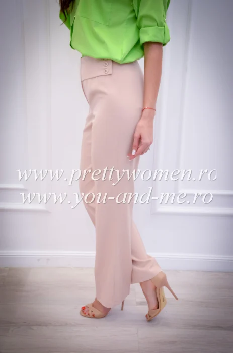 Pantaloni bej eleganti cu nasturi pe lateral [3]