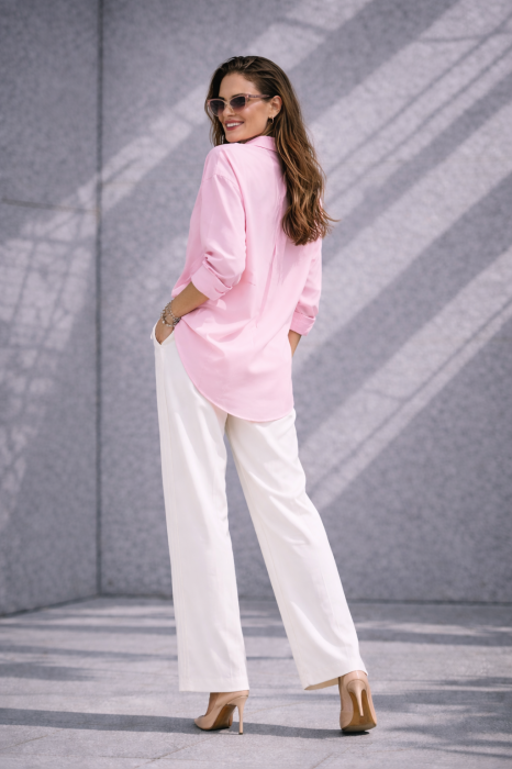 Pantaloni dama albi drepti cu elastic si snur in talie - Pretty Women [4]