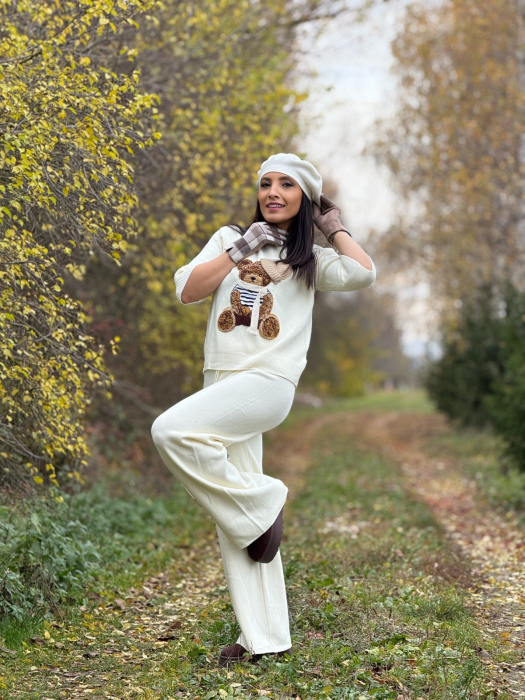 Pantaloni dama crem tricotati [4]