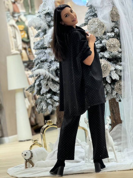 Pantaloni dama cu pietricele si curea in talie [4]