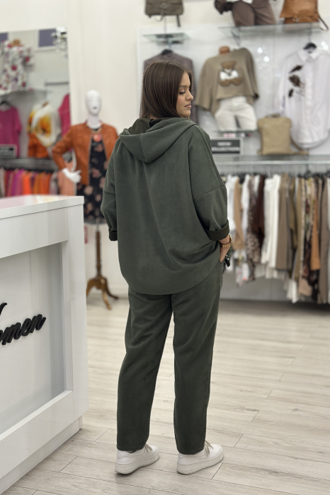 Pantaloni dama kaki cu snur in talie si scris auriu [4]