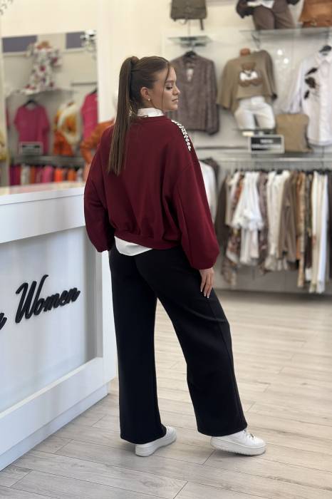 Pantaloni dama negrii cu snur negru si elastic in talie [4]