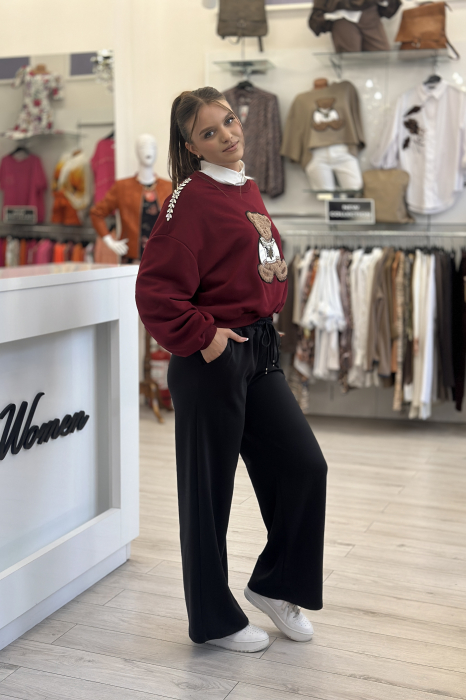 Pantaloni dama negrii cu snur negru si elastic in talie [3]
