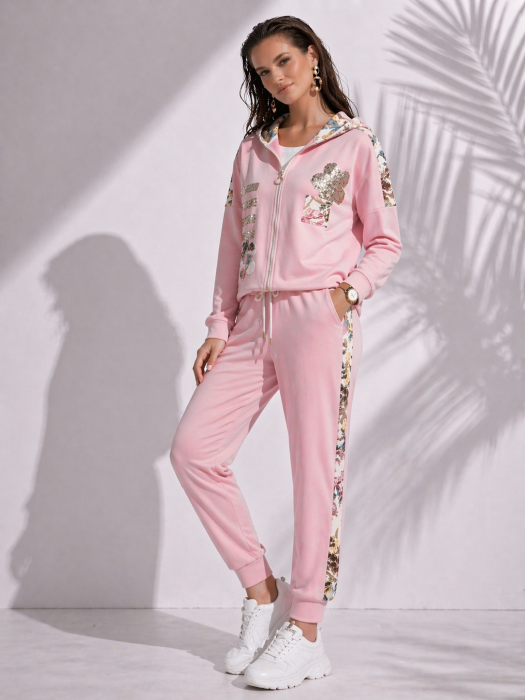 Pantaloni dama roz cu curea aurie [4]