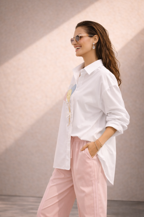 Pantaloni dama roz pastel drepti cu elastic si snur in talie - Pretty Women [3]