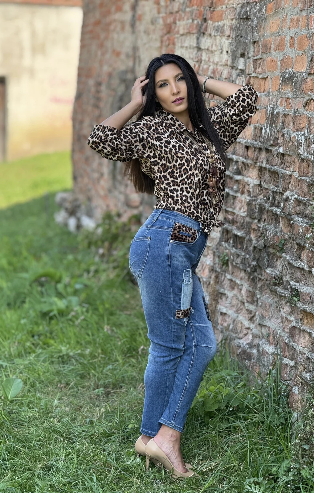 Pantaloni din jeansi cu animal print [4]