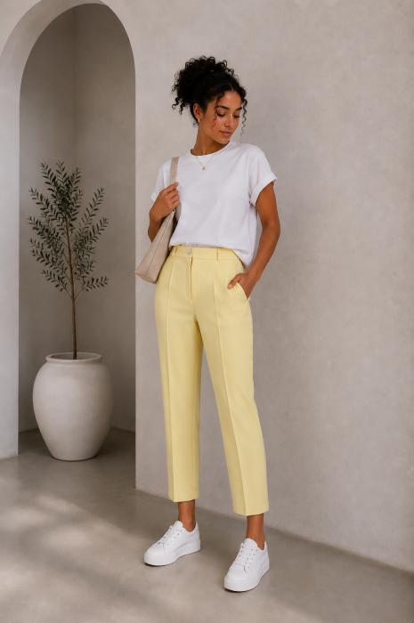 Pantaloni eleganti galbeni cu dunga [2]