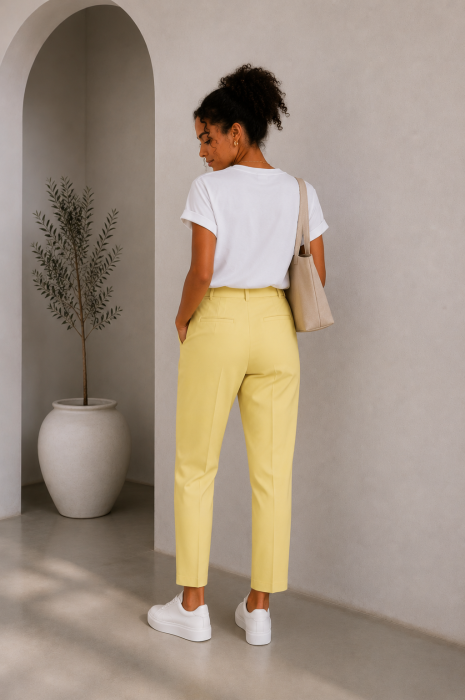 Pantaloni eleganti galbeni cu dunga [3]