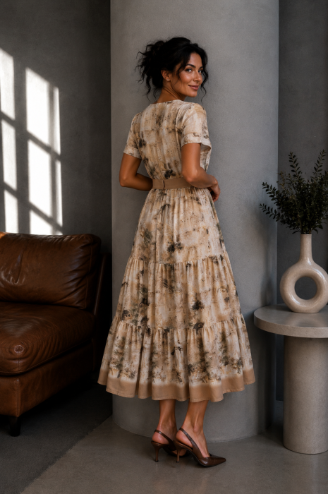 Rochie bej cu imprimeu romantic [4]