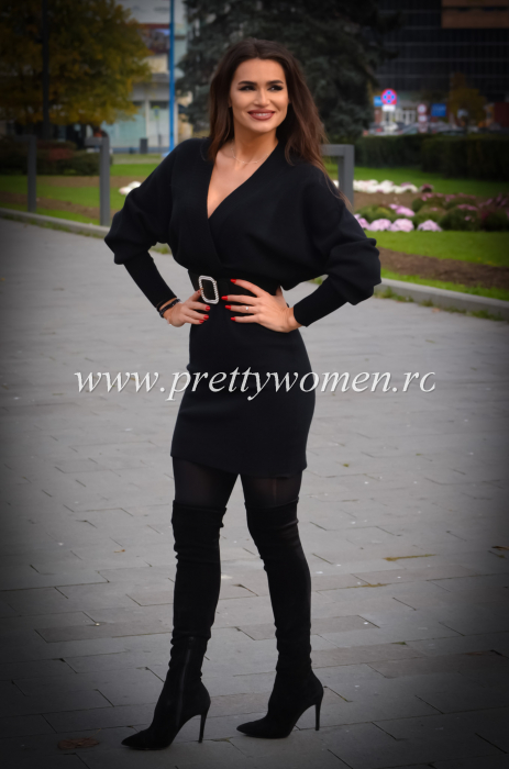 Rochie casual tricotata si curea in talie [2]