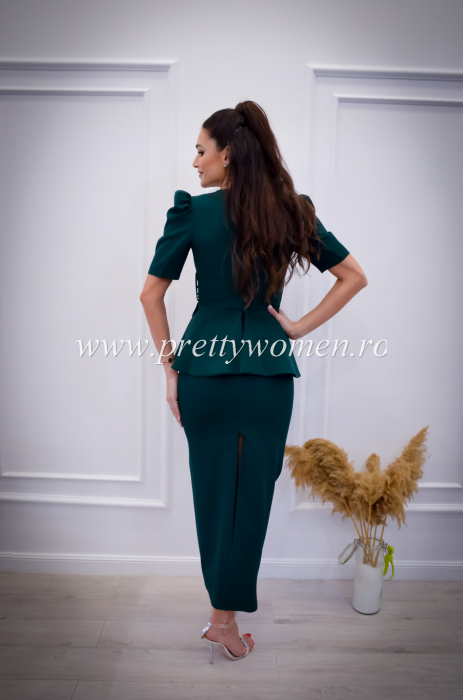 Rochie verde smarald cu anchior cu pietricele [4]