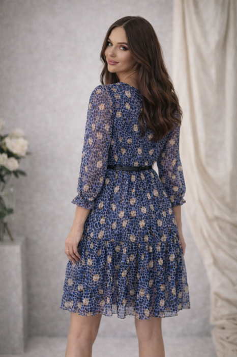 Rochie dama albastra scurta cu animal print [4]