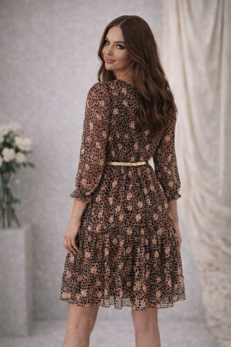 Rochie dama maro scurta cu animal print [4]