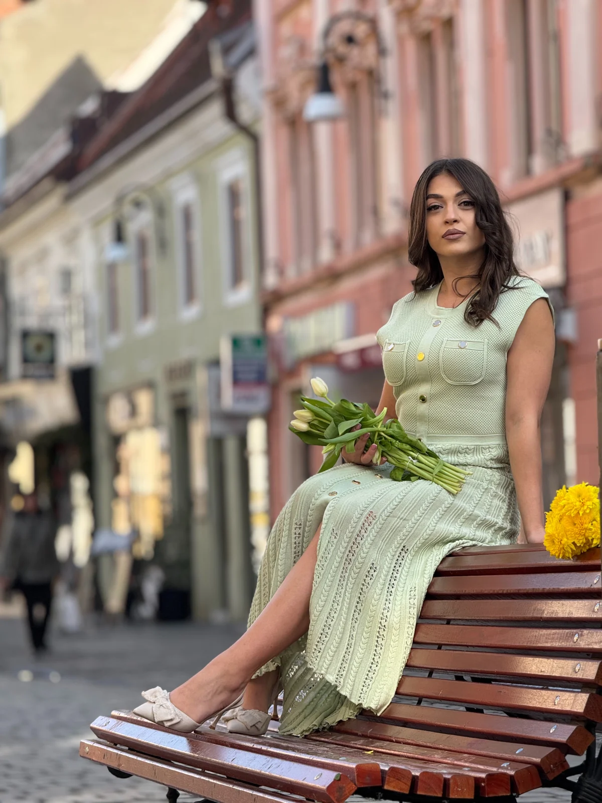 Rochie dama verde menta tip maiou cu detalii perforate [3]