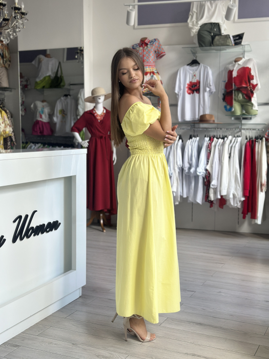 Rochie galbena lunga din bumbac [3]
