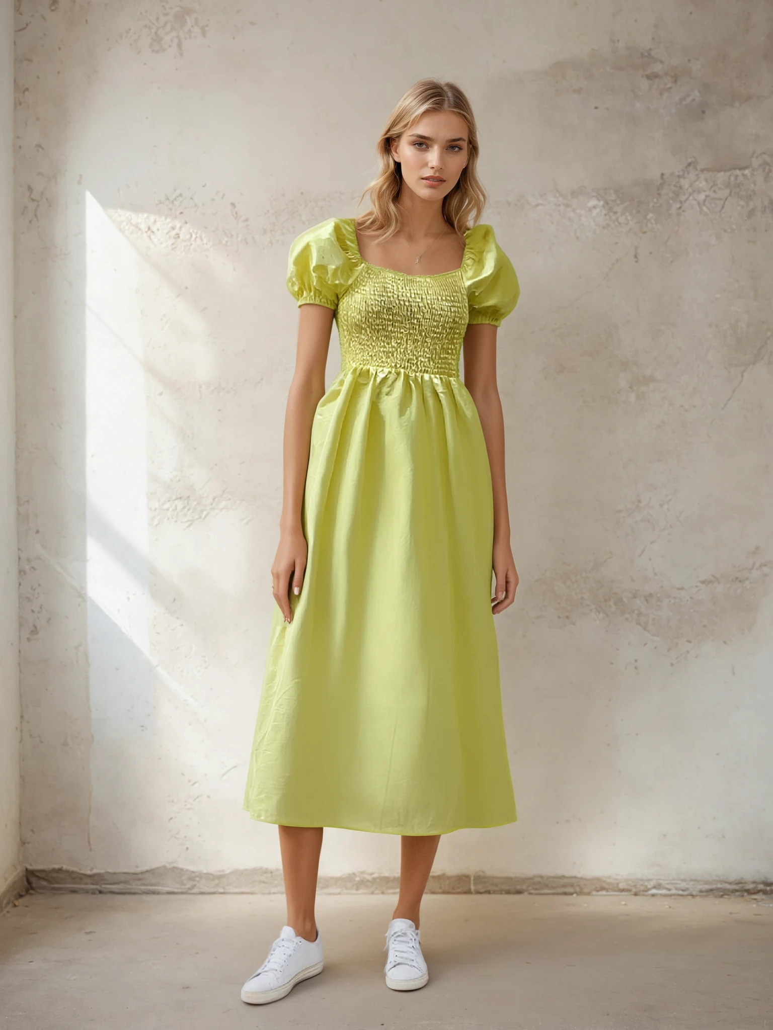 Rochie galbena lunga din bumbac [2]