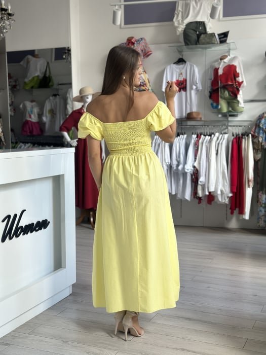 Rochie galbena lunga din bumbac [4]
