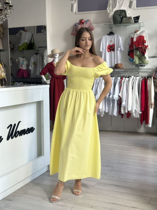 Rochie galbena lunga din bumbac [2]