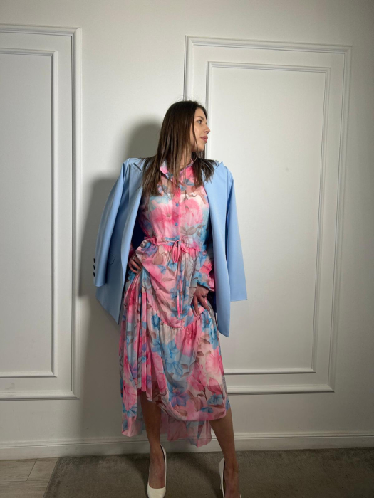 Rochie midi roz cu imprimeu flori [4]