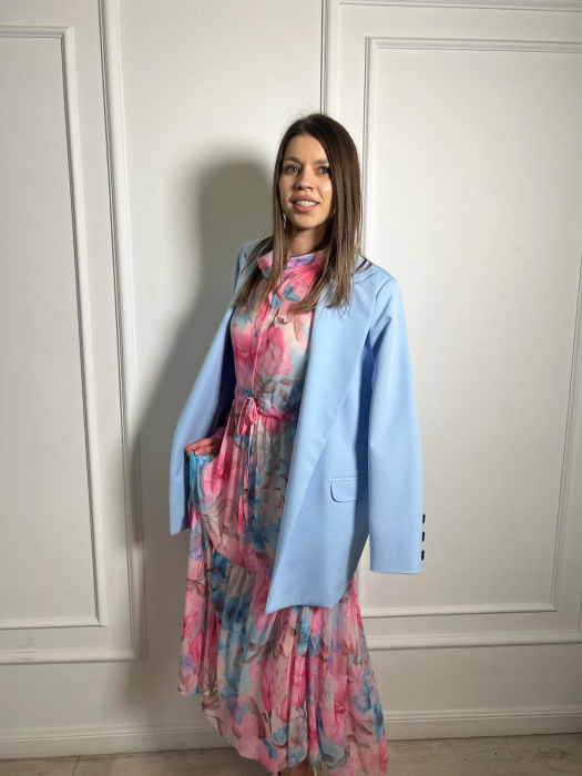 Rochie midi roz cu imprimeu flori [3]