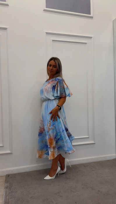 Rochie plisata bleo cu maneci clopot [4]