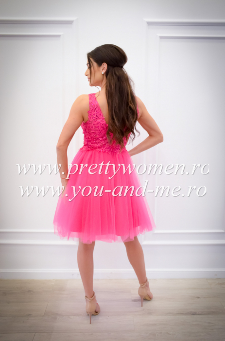 Rochie roz din tulle si dantela [5]
