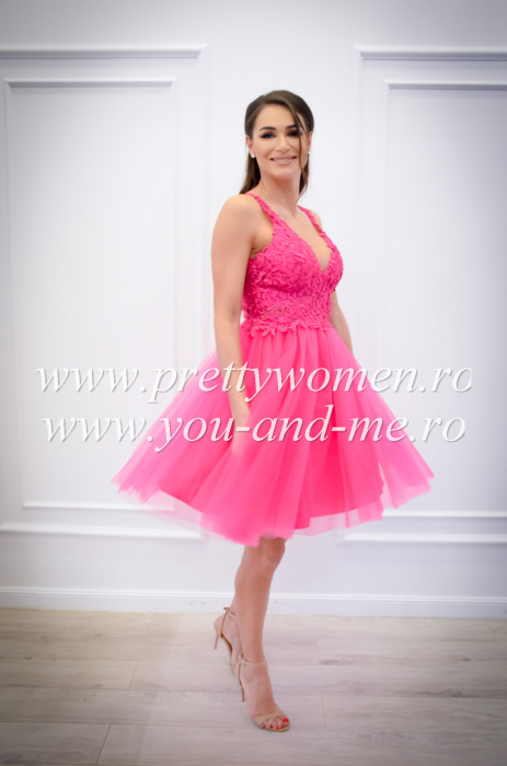 Rochie roz din tulle si dantela [9]