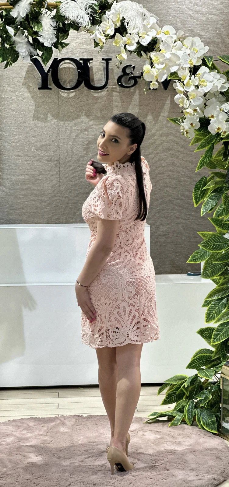 Rochie roz pudra din dantela [3]