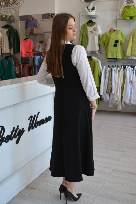 Rochie tip sarafan neagra din stofa [3]