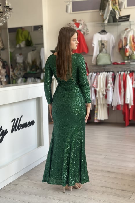 Rochie verde pe corp cu paiete [4]