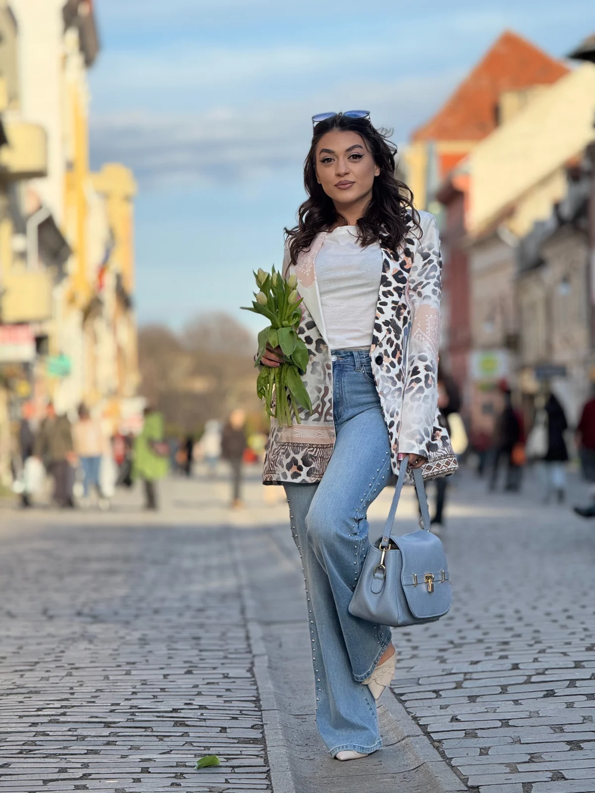 Sacou dama alb cu animal print si Frida Khalo [2]