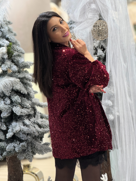 Sacou dama bordo din paiete [4]