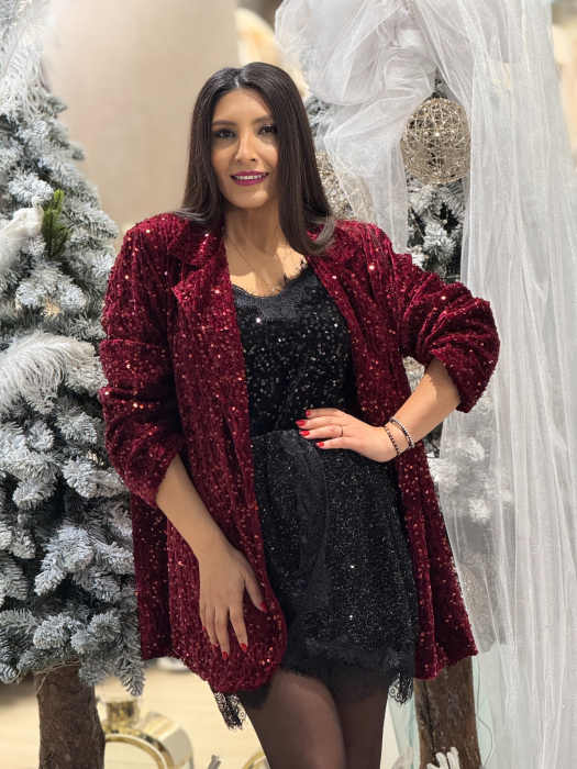 Sacou dama bordo din paiete [5]