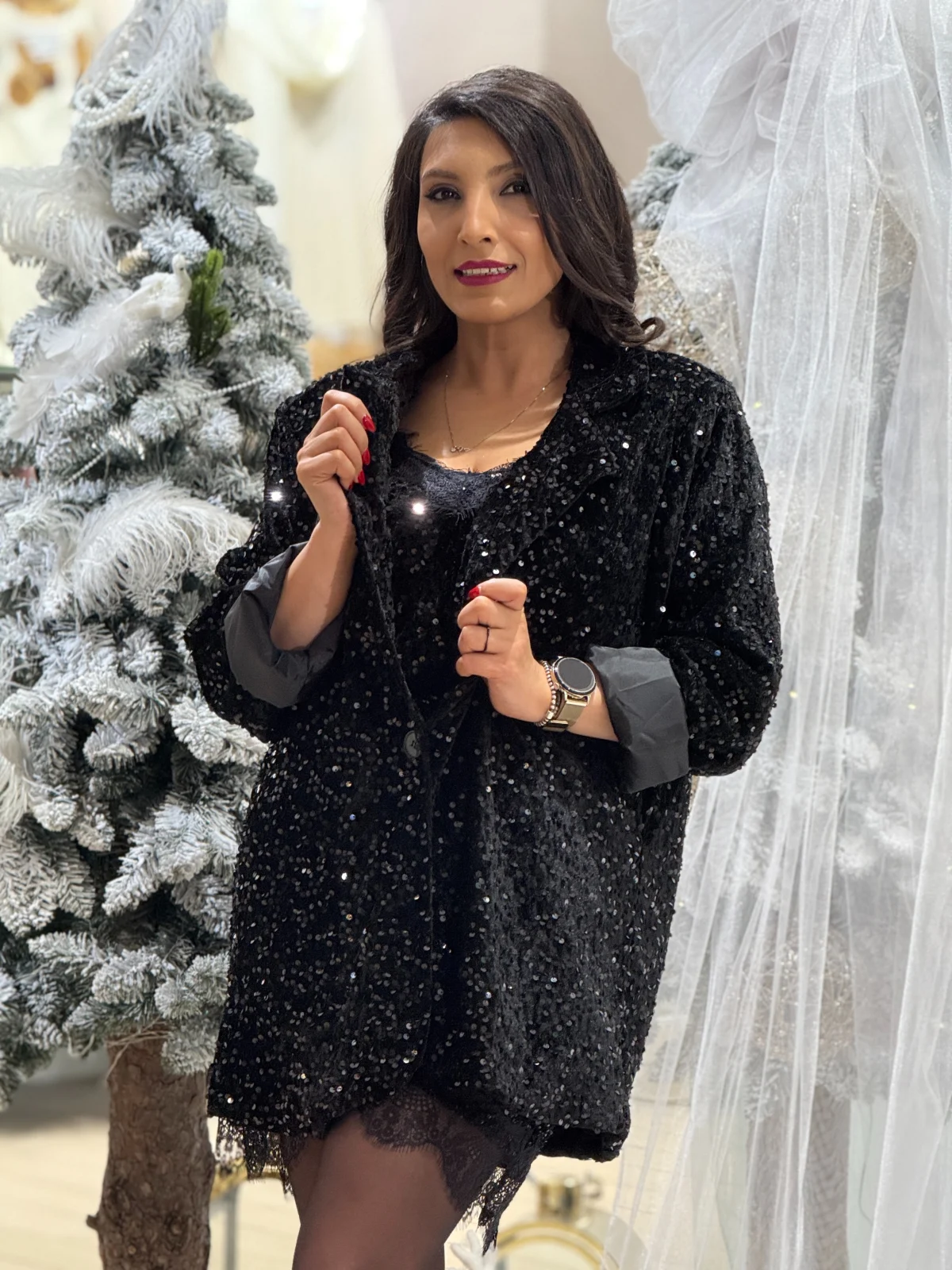 Sacou dama negru din paiete [2]