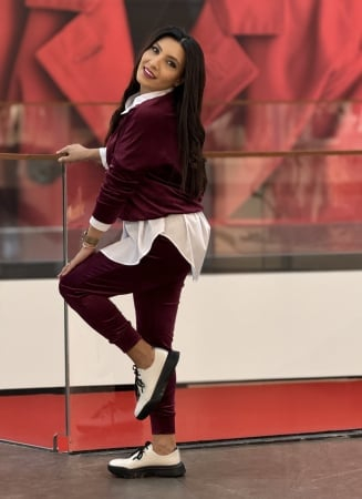 Trening dama bordo din catifea [3]