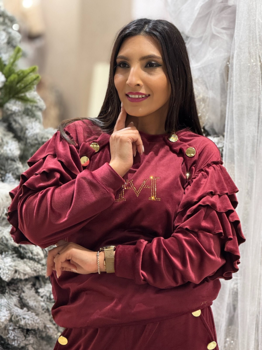 Trening dama bordo cu volanase la maneci [8]