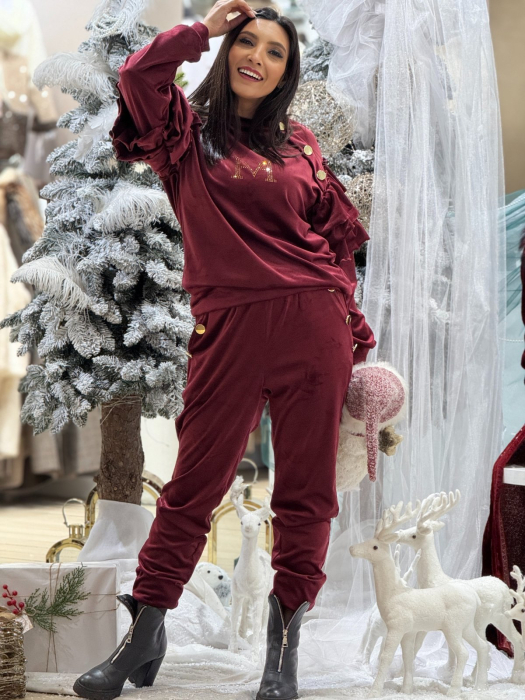 Trening dama bordo cu volanase la maneci [3]