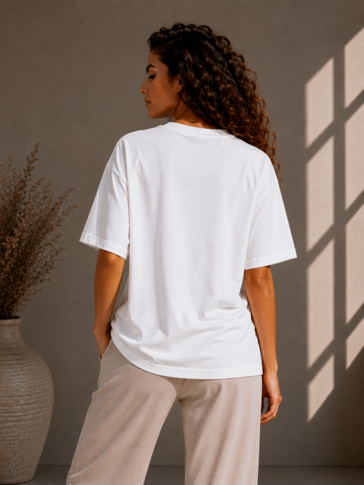 Tricou dama alb cu imprimeu catel cu ochelari de soare [4]
