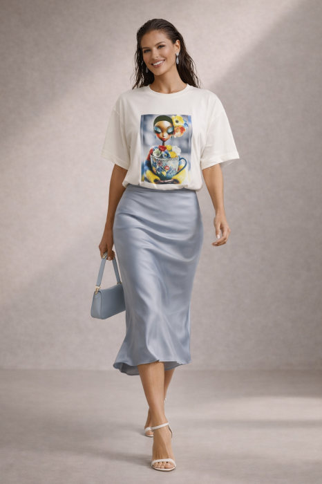 Tricou dama alb cu imprimeu fata ceasca cu flori [4]