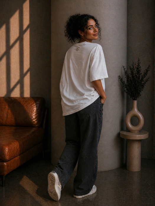 Tricou dama alb din bumbac cu imprimeu fetita pe moped [4]