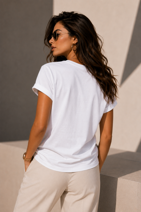 Tricou dama casual alb - Autumn Ride - Bumbac Organic [4]