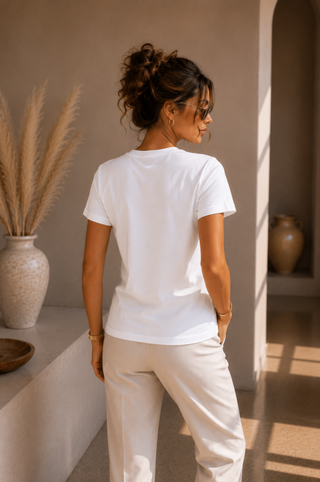 Tricou dama casual alb - I Am Fashion - Bumbac Organic [4]
