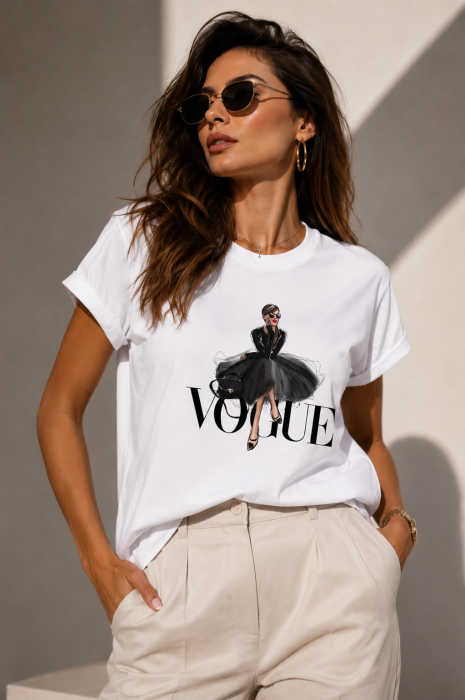 Tricou dama casual alb - Vogue - Bumbac Organic [3]