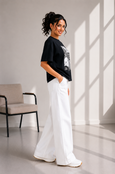 Tricou dama negru cu imprimeu motocicleta alba [3]