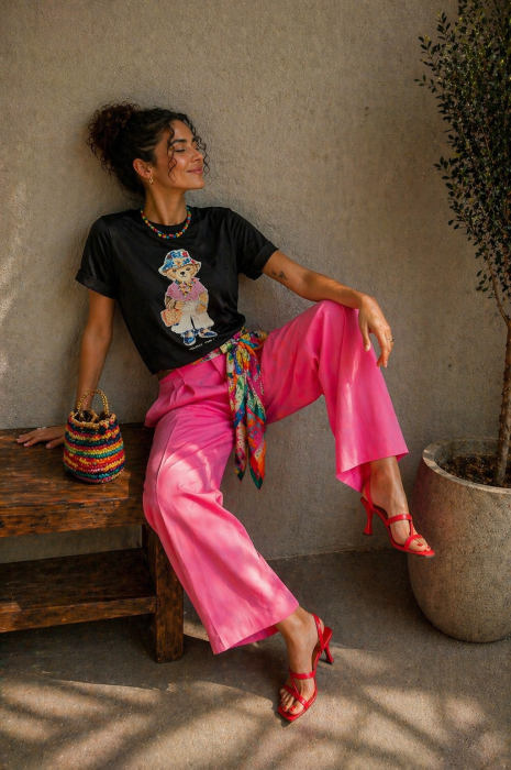 Tricou dama negru cu imprimeu ursulet - Holiday Time [2]