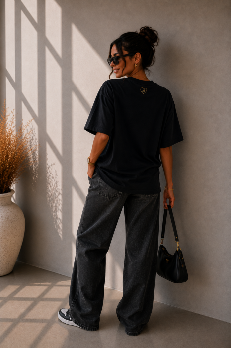 Tricou dama negru din bumbac cu imprimeu 3 fete cu turban [4]