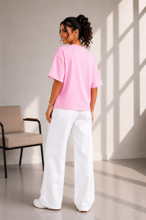 Tricou dama roz cu imprimeu motocicleta roz [4]