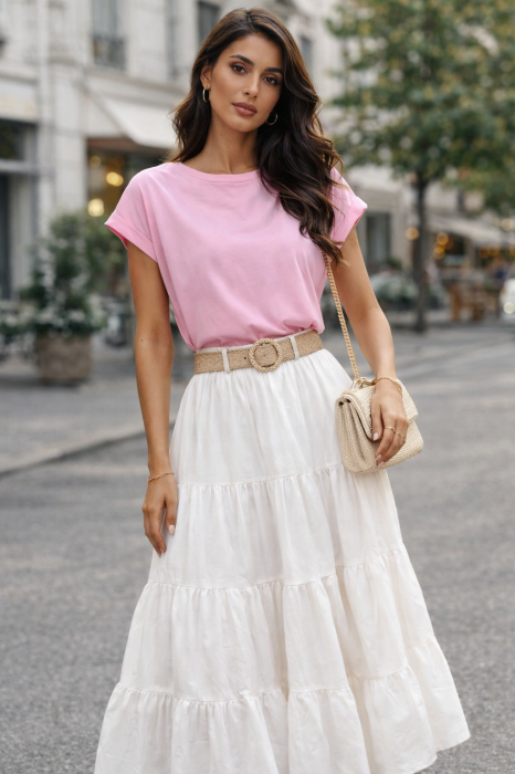 Tricou dama roz simplu din bumbac