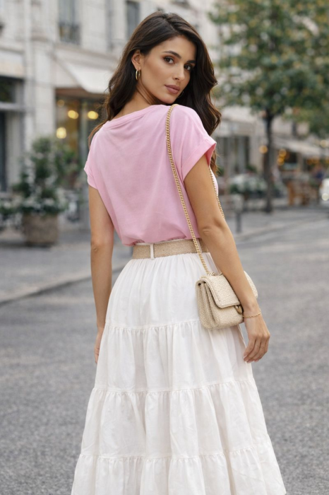 Tricou dama roz simplu din bumbac [2]